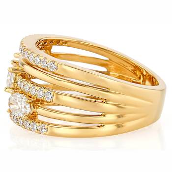 Multi-Shape Moissanite Multi-Row Ring In 14K Gold Over Sterling Silver