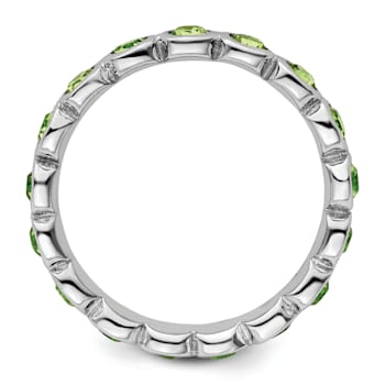 Sterling Silver Stackable Expressions Green Crystal Ring