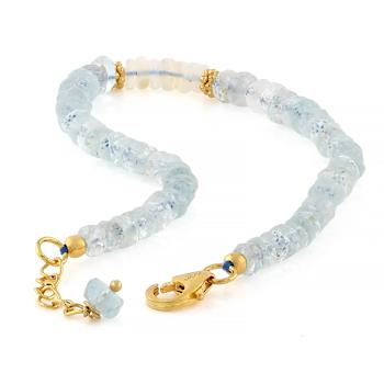Opal And Aquamarine Beaded Bracelet In 18K Gold Over Sterling Silver