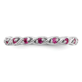 Sterling Silver Stackable Expressions Lab Created Ruby Ring 0.34ctw