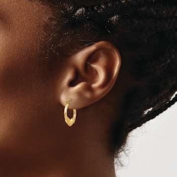 14k Yellow Gold 3/8" Ram Head Hoop Earrings
