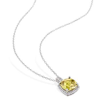 Citrine And Diamond Halo Pendant In Sterling Silver 4.10ctw