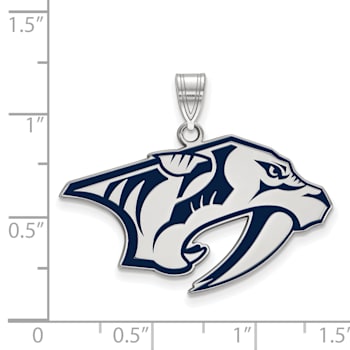 Rhodium Over Sterling Silver NHL LogoArt Nashville Predators Enamel Pendant