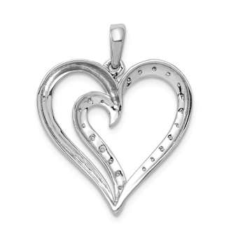Rhodium Over 14k White Gold Diamond Heart Pendant