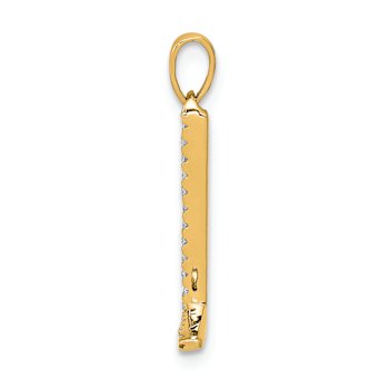 14K Yellow Gold Diamond Letter L Initial Pendant