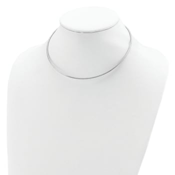 Rhodium Over Sterling Silver 2mm Round with 2 Inch Extension Cubetto Necklace