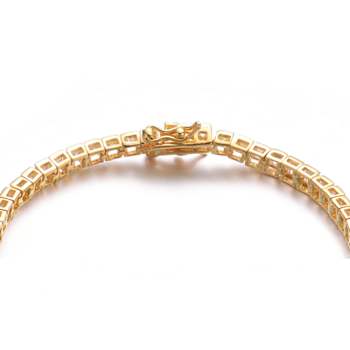 Square CZ Tennis Bracelet In 14K Gold Over Sterling Silver