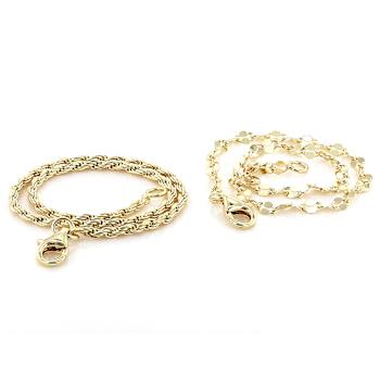Mirror And Rope Chain Bracelet Set In 18K Gold