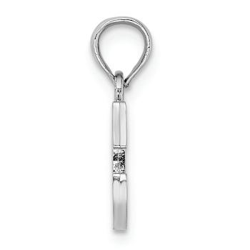 Rhodium Over 14k White Gold Polished Block Letter C Initial Pendant