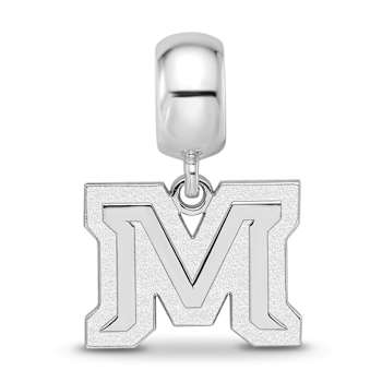 Sterling Silver Rhodium-plated LogoArt Montana State University Small
Dangle Bead