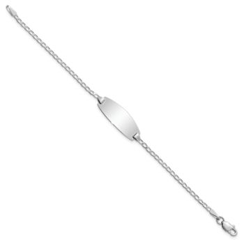 Rhodium Over 14k White Gold Children's Oval Curb Link ID Bracelet