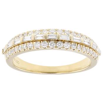 Baguette And Round Lab-Grown Diamond Band Ring In 14K Gold Over Sterling Silver
