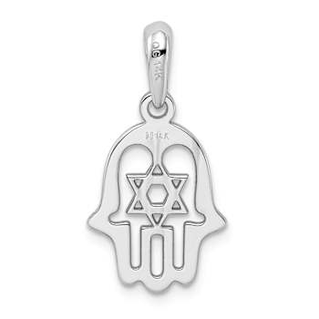Rhodium Over 14k White Gold Star of David Chamseh Pendant