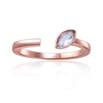 Aquamarine 14K Rose Gold Over Sterling Silver Marquise Solitaire Open
Design Ring, 0.25ct