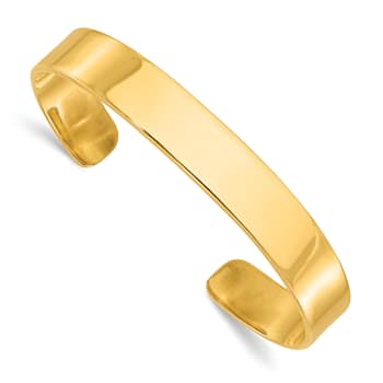 10K Yellow Gold Over Sterling Silver 9.75mm Cuff Bracelet