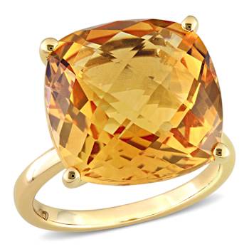 Madeira Citrine 14K Yellow Gold Cocktail Ring 15ctw