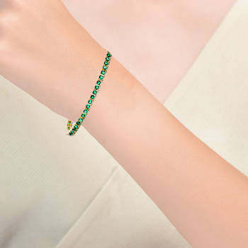 Emerald Color CZ Tennis Bracelet In 14K Gold Over Brass 5.5ctw