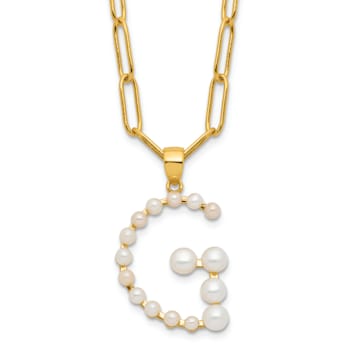 Gold Tone Sterling Silver 3-5.5mm Freshwater Cultured Pearl LETTER G
18-inch Necklace