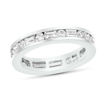 1.75ctw Round and Baguette Diamond Eternity Band Ring in 14k White Gold