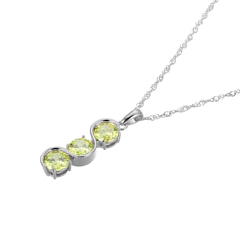 Green Cubic Zirconia Platinum Over Sterling Silver August Birthstone
Pendant 6.09ctw