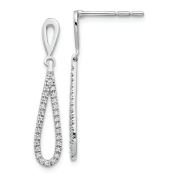 Rhodium Over 14K White Gold Lab Grown Diamond Teardrop Dangle Post Earrings