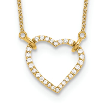 14K Yellow Gold Lab Grown Diamond Heart Pendant Necklace
