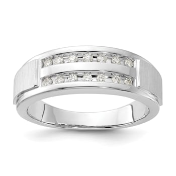 Rhodium Over 10K Gold Lab Grown Diamond Men's Ring