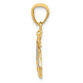 14k Two-tone Gold  Textured Bee Pendant