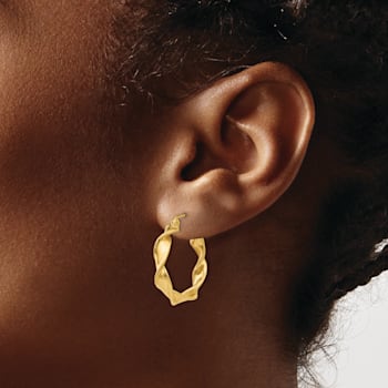 14k Yellow Gold 11/16" Twisted Hoop Earrings