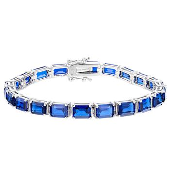 Lab-Created Blue Spinel Tennis Bracelet In Sterling Silver 23.92ctw