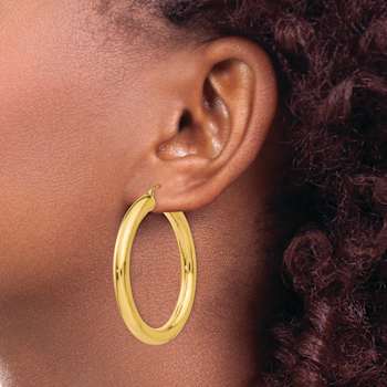 14k Yellow Gold 1 3/4" Polished Hoop Earrings