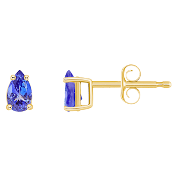 5x3mm Pear Shape Tanzanite 14k Yellow Gold Stud Earrings