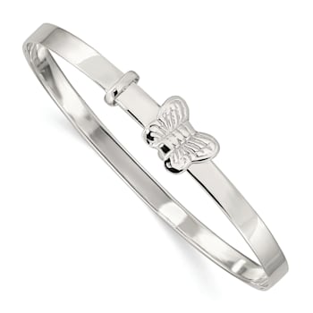 Sterling Silver Butterfly 4mm Adjustable Children's Bangle