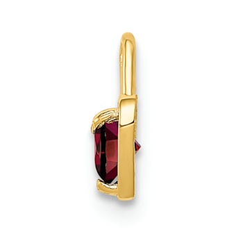 14K Yellow Gold Garnet Simulant Birthstone Heart Charm