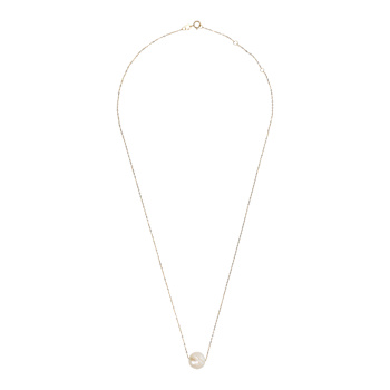 White Carved Freshwater Pearl Necklace In 14K Rose Gold