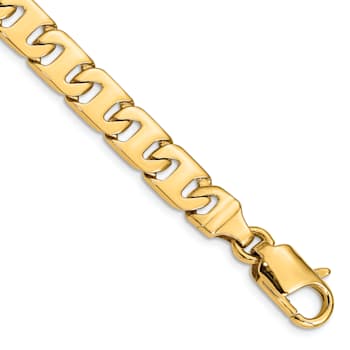 14K Yellow Gold 8.3mm Hand-Polished Fancy Link Bracelet