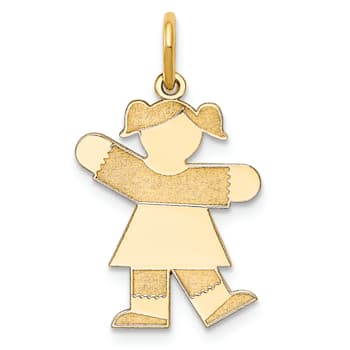 14k Yellow Gold Satin Girl Kiss Charm