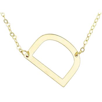 Sideways Initial D Necklace In Solid 14K Yellow Gold 18 Inch