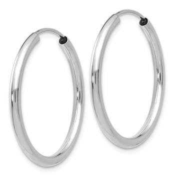 Rhodium Over 14k White Gold 1/1" Polished Endless Hoop Earrings