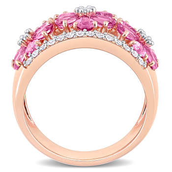 Pink, White Sapphire 14K Rose Gold Ring 3.92ctw