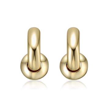 Ball Detail Huggie Earrings In 14K Gold Over Brass