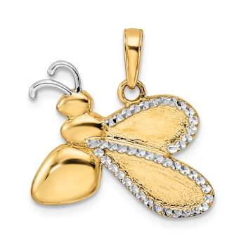 14k Two-tone Gold Diamond-Cut Bumblebee Pendant