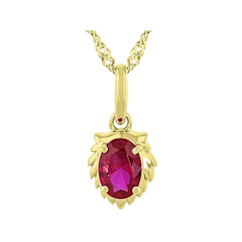 Lab Created Ruby Leo Birthstone Pendant