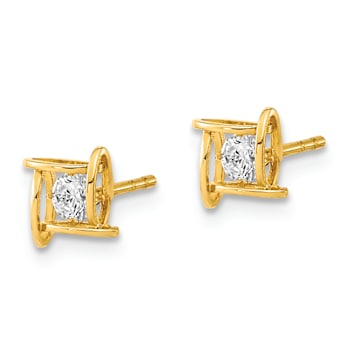 14k Yellow Gold Polished 5.75mm Round Cubic Zirconia in Square Design
Stud Earrings