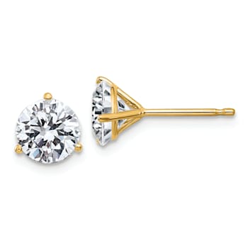 14K Yellow Gold 2ct. 6.5mm Round D E F Pure Light Moissanite Earrings