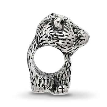 Sterling Silver Antiqued Bear Bead