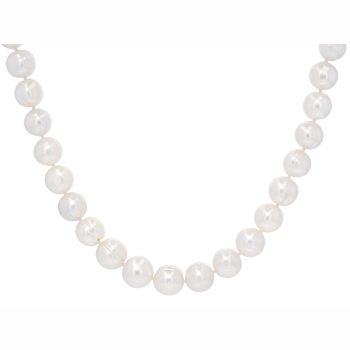 Freshwater Pearl Beaded Necklace In Sterling Silver 24 Inch