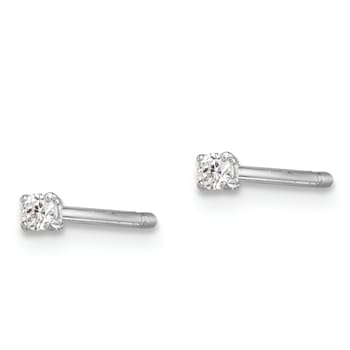 Sterling Silver Rhodium-plated 2mm Round CZ Stud Earrings