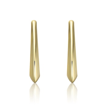 Irregular Box-Shaped Hoop Earrings In 14K Gold Over Brass
