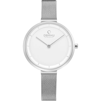 Obaku Women's Classic White Dial Stainless Steel Mesh Band Watch
